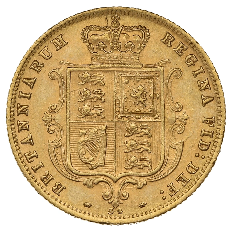 1878 Gold Half Sovereign Queen Victoria Young Head Shield Back