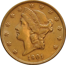 1901 $20 Gold Coin Double Eagle Liberty Head Philadelphia