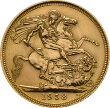 1958 Gold Sovereign Coin Elizabeth II Young Head