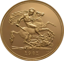 1981 Proof Gold £5 Coin Quintuple Sovereign