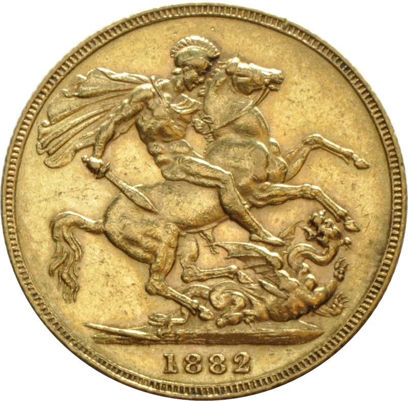 1882 Gold Sovereign Coin Queen Victoria Young Head Melbourne