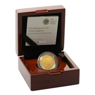 2016 1/4oz William Shakespeare Proof Gold Coin Boxed