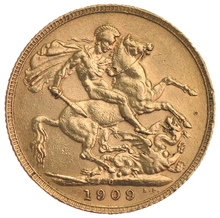 1909 Gold Sovereign Coin Edward VII Canada