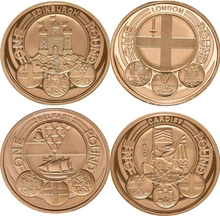 2010-2011 Proof Gold £1 Pound Coin Capital Cities of the United Kingdom 4 Coin Set Boxed