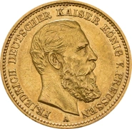 German 20 Mark Gold Coin Friedrich III 1888
