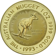 1993 Australian Kangaroo Gold Nugget Coin 1oz