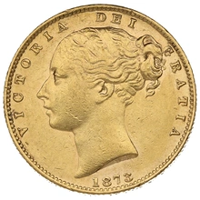 1873 Gold Sovereign Coin Queen Victoria Young Head Shield Back Sydney