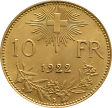 1912-1922 Swiss 10 Franc Gold Coin