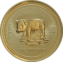 2007 Year of the Pig Gold Coin 2oz Perth Mint Australian Lunar Series