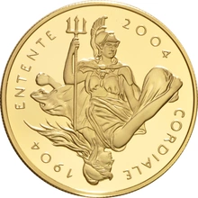 2004 Proof Gold £5 Crown Entente Cordiale Boxed