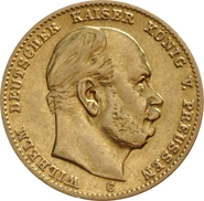 German 10 Mark Gold Coin Wilhelm I 1872-1880