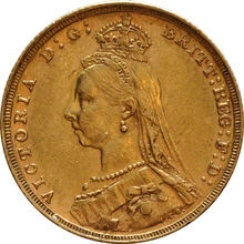 1890 Gold Sovereign Coin Queen Victoria Jubilee Head Melbourne