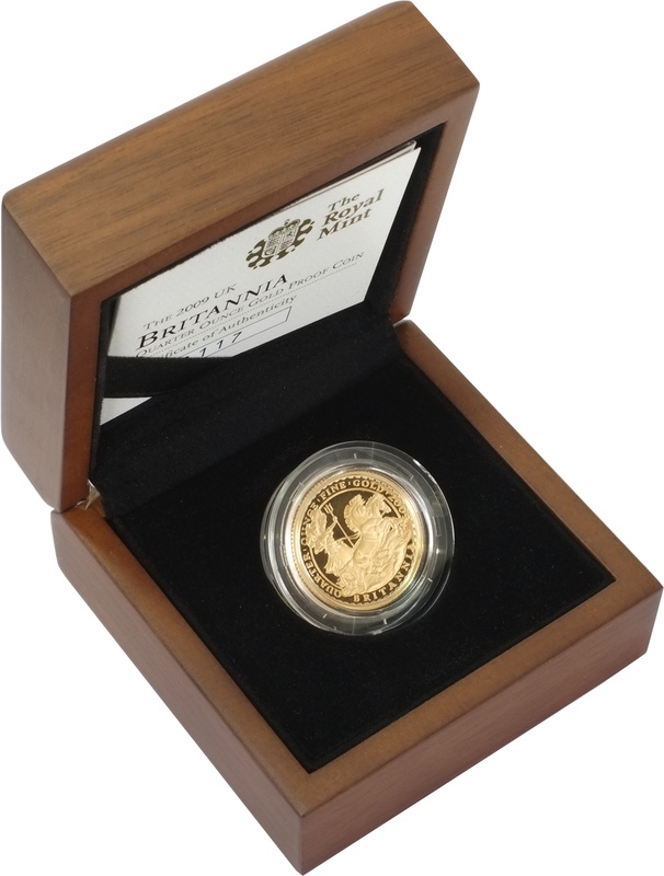 2009 Britannia Quarter Ounce Gold Proof Coin boxed with COA