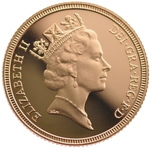 1991 Proof Gold Sovereign Coin Elizabeth II Third Head