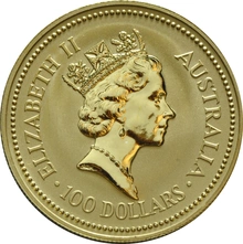 1993 Australian Kangaroo Gold Nugget Coin 1oz