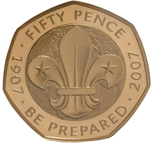 2007 Proof 50p Gold Coin Scouts Boxed