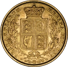 1873 Gold Sovereign Coin Queen Victoria Young Head Shield Back
