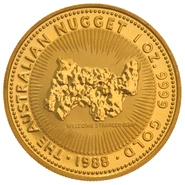 1988 Australian Kangaroo Gold Nugget Coin 1oz
