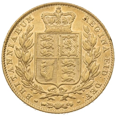 1845 Gold Sovereign Coin Queen Victoria Young Head Shield Back
