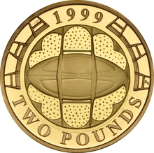1999 Proof £2 Gold Coin Rugby World Cup Boxed