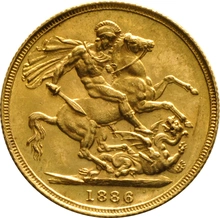 1886 Gold Sovereign Coin Queen Victoria Young Head Sydney