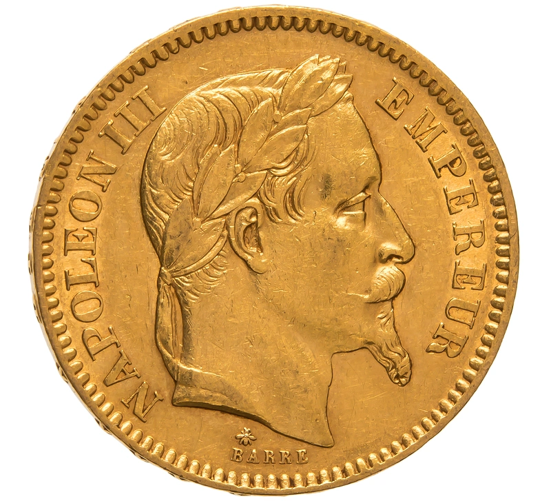 1866 French 20 Francs Gold Coin Napoleon III Laureate Head A