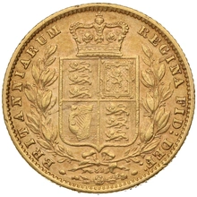 1870 Gold Sovereign Coin Queen Victoria Young Head Shield Back