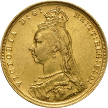 1893 Gold Sovereign - Victoria Jubilee Head - S