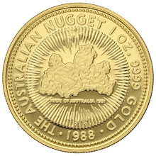 1988 Proof Australian Kangaroo Gold Nugget Coin 1oz