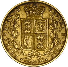 1855 Gold Sovereign Coin Queen Victoria Young Head Shield Back