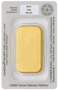 100g Gold Bar C. Hafner Cast