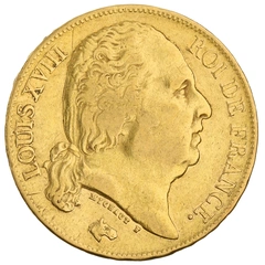 1824 20 French Francs Gold Coin Louis XVIII A