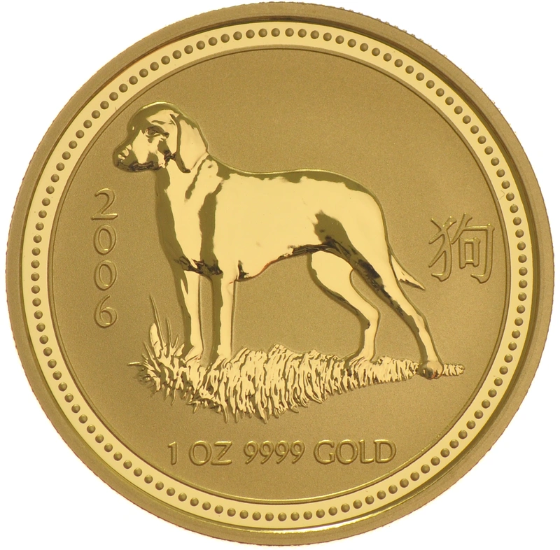 2006 Year of the Dog Gold Coin 1oz Perth Mint Australian Lunar Series