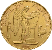 French 100 Francs Gold Coin Guardian Angel