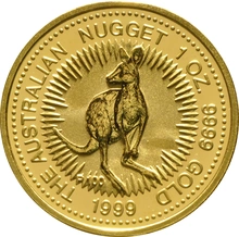 1999 Australian Kangaroo Gold Nugget Coin 1oz