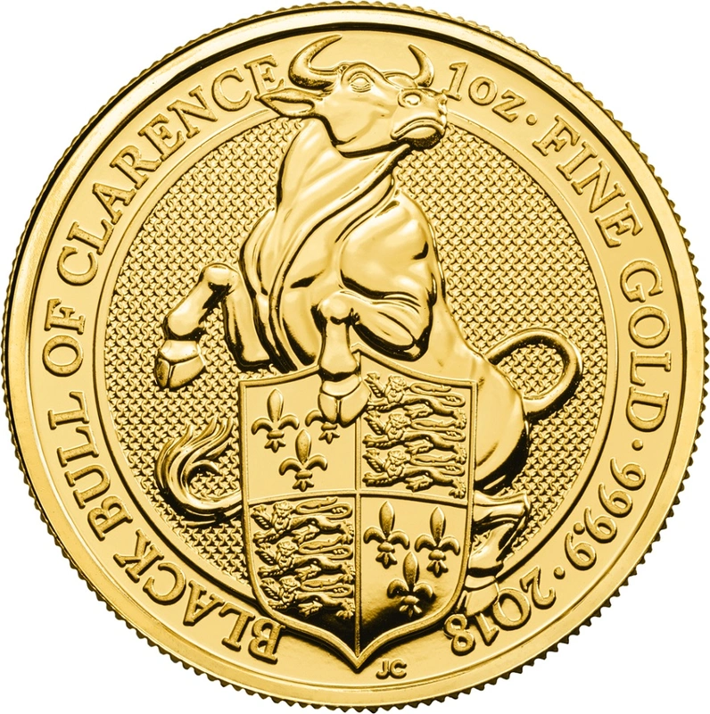 1oz Gold Coin, Black Bull of Clarence - Queens Beast 2018
