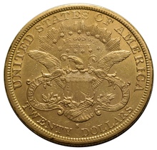 1877 $20 Double Eagle Liberty Head Gold Coin, San Fransisco