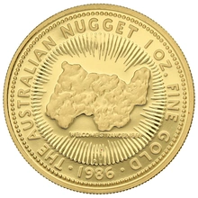 1986 Proof Australian Kangaroo Gold Nugget Coin 1oz