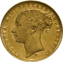 1879 Gold Sovereign Coin Queen Victoria Young Head Melbourne