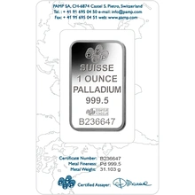 1oz Palladium Bar PAMP Lady Fortuna