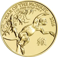2016 Year of the Monkey Gold Coin 1oz Royal Mint Lunar Series