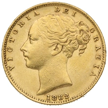 1882 Gold Sovereign Coin Queen Victoria Young Head Shield Back Sydney