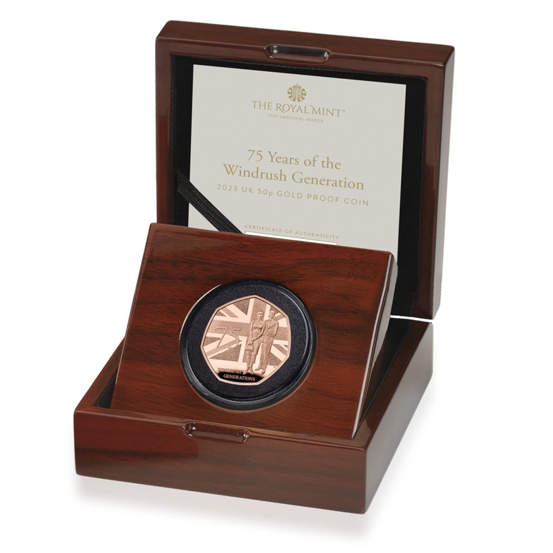 2023 Proof 50p Gold Coin 75 Years of the Windrush Generation Boxed