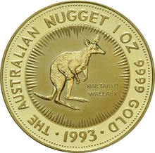 1993 Australian Kangaroo Gold Nugget Coin 1oz