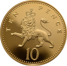 2002 Proof Gold 10p Coin Crowned Lion