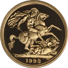 1993 Proof Gold Sovereign Coin Elizabeth II Third Head