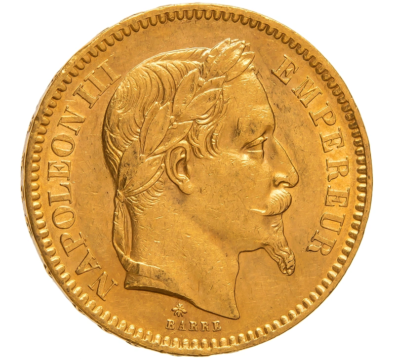 1862 French 20 Francs Gold Coin Napoleon III Laureate Head A