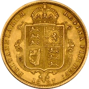1887 Gold Half Sovereign Queen Victoria Jubilee Head Shield Back