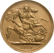 1978 Gold Sovereign Coin Elizabeth II Decimal Portrait