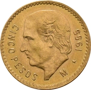 Mexican Cinco 5 Pesos Gold Coin